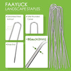 8 Inch Landscape Staples, 100 Pack Galvanized Landscape Stakes Heavy Duty 8 Gauge U-Shaped Garden Stakes, Ground Stakes for Weed Barrier Fabric, Irrigation Tubing, Fence, Outdoor Decorations