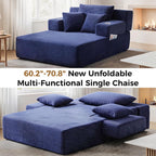 70"Chaise Lounge Chair, Oversized Chair & 2 Cup Holder 4 Pockets | Oversized Corduroy Lounge Chair Indoor Convertible, 3 Pillows, Deep Seat Sleeper Sofa Bed, Living Room, Reading, No Assembly