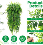 Geosar 12 Pcs Artificial Hanging Plants 32 Inch Hanging Boston Ferns Plastic Fake Plants for Wall Room Garden Wedding Garland Indoor Outdoor Decoration, No Basket