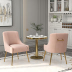 Modern Dining Chairs, Velvet Upholstered Dining Room Chairs with Gold Legs,Tufted Accent Chair Set of 2 for Reception Room Living Room Study Room(Pink)