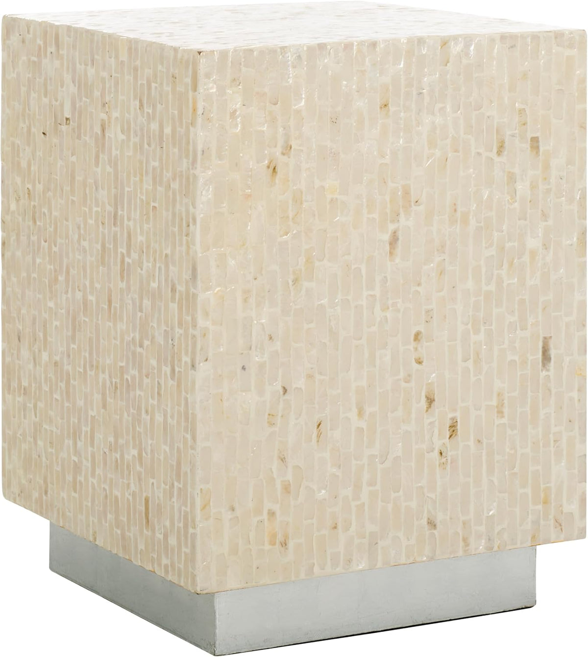 SAFAVIEH Home Collection Scarlett Natural & Silver Capiz Shell Square Accent Table (Fully Assembled)