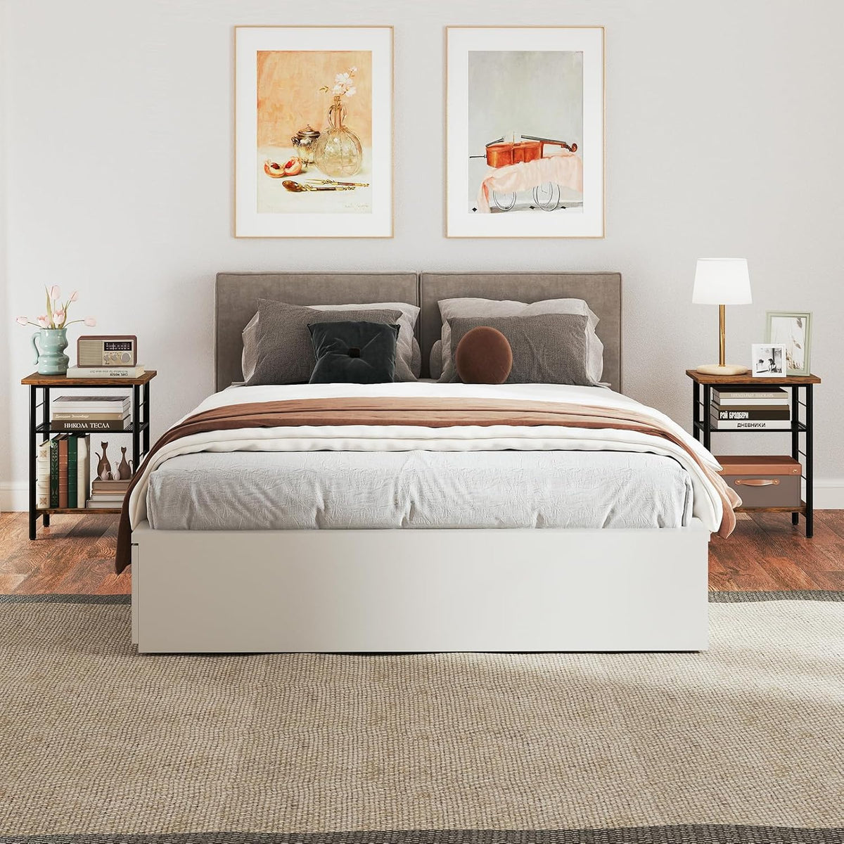 Giantex 3-Tier Side Table with Adjustable Mesh Shelf, Industrial Nightstand, Small End Table Stand for Living Room, Bedroom, Office, 12" D x 15" W x 20" H