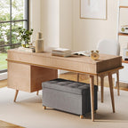 Giantex Storage Ottoman Bench with Tray Lid, Folding Linen Fabric Foot Stool with Elevated Wooden Legs, Multi-Functional Ottoman Foot Rest for Living Room Bedroom Entryway, 15 x 30 x 15.5 in