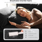 ELUCHANG 114" Oversized V-Shaped Cloud Couch Modular Sectional Sofa with Throw Pillows, 6-Seats w/Corner Comfy Double Layer Upholstered Deep Sofa for Living Room, DIY Combination, Chenille Black