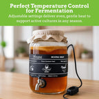 Nourished Essentials | Kombucha Heating Wrap Black - 3''x20'' - Precise Temperature Control for Kombucha Brewing Kit and Fermentation Heater Pad - Homebrew, Germination Supplies and Sourdough Starter