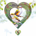 3D Hummingbird Heart Wind Spinner for Outdoor Decor, Stainless Steel Hanging Wind Sculpture, Garden Gifts for Mom, Mother’s Day, Rustproof Metal Yard Art for Patio, Porch, and Bird Lovers