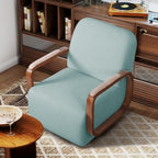 Couchus Swivel Accent Chair with Solid Wood Base, Swivel Living Room Chair with Chenille Fabric (Blue, Set of 1)