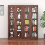 Polup Glass Display Cabinet, Display Case with Glass Doors and Shelves, Metal Curio Cabinets with Locking, 71" Tall Bookcase with Glass Doors for Home, School, Clinic (Wood Color)- Assemble Required