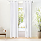 NICETOWN 100% Blackout Window Curtain Panels 84" Length, Set of 2, Snow White, 34 inches Wide, Thermal Insulated Drapes for Kitchen