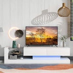 BAMACAR White TV Stand - Long Entertainment Center for 70-80 Inch TVs with Storage