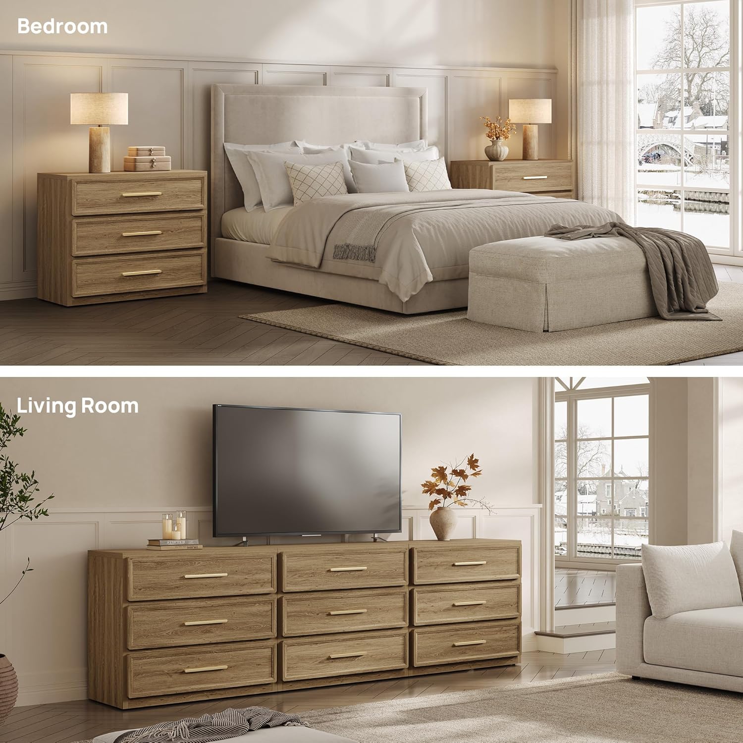 SICOTAS Oversized Night Stand Set 2 for Bedroom 31.3" Bedside Table