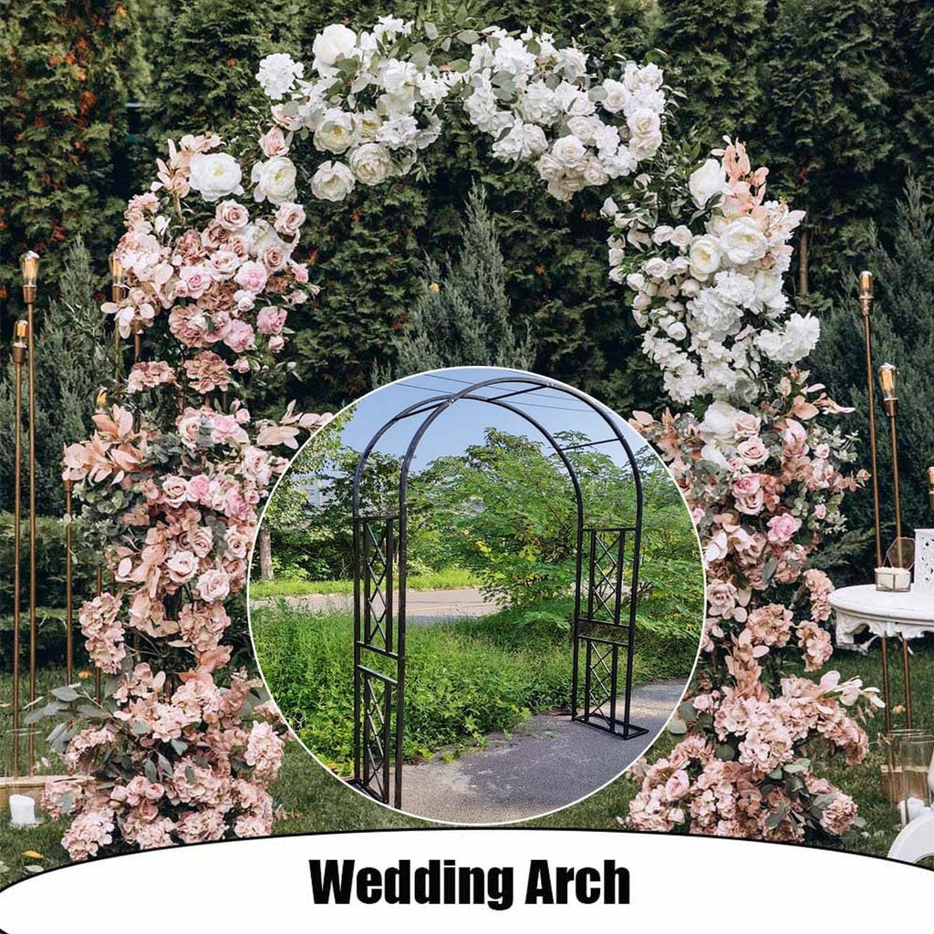 Garden Arbor, Metal Wedding Arch for Ceremony Party, Garden Trellis for Climbing Plants Outdoor, Wide 55" 71" 87" 103" 118" 134" Garden Arch Stand for Garden, Backyard, Lawn(White,71" x 91" x 16")