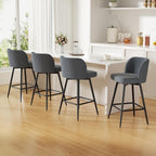 Swivel Bar Stools Set of 2, 26" Counter Height Bar Stools with High Back and Metal Legs, Fabric Bar Chairs, Modern Barstools for Kitchen Island, Light Grey