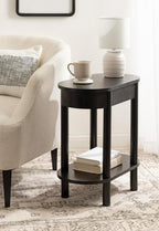 Kate and Laurel Koji Modern Tiered Rectangular Side Table; 22 x 12 x 24; Black; Transitional Two-Tier Wood Capsule End Table with Storage for Use as Bedroom Accent or Indoor Plant Stand