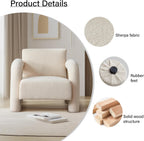 33.5" Modern Accent Chair, Velvet Single Sofa for Living Room,Comfy Arm Chair Leisure Armchair Single Sofa Chair with Curved Arm for Living Room, Apartment,Bedroom,Beige