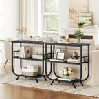 HOOBRO 3 Tier Small Console Table, 31.5" Entryway Table with Storage Shelf, Narrow Sofa Table, Behind Couch Table, Hallway Table with S-Hooks, for Living Room, Black BB63XG01
