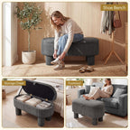 Giantex 42'' Storage Ottoman Bench, Corduroy Fabric Upholstered End of Bed Bench with Hidden Storage Compartment & Legs, Blanket Storage Chest for Living Room, Bedroom, Entryway (Gray)
