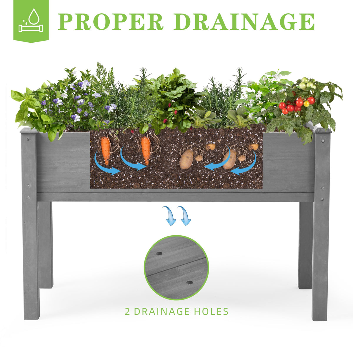 Raised Garden Bed with Legs, 48×24×30 Cedar Wood Elevated Planter Box