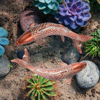 Garden Statues Koi Fish Decor Outdoor Garden Fish Statues, Set of 2 Antique Copper Koi Art Sculptures for Patio, Backyard, Pond and Home Decor for Women Mom