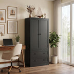 DIYART 64.2" Tall Black Kitchen Pantry, Storage Cabinet with Doors and Drawers, Freestanding Wooden Organizer for Kitchen, Dining Room