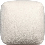 HomeRoots 18" Ivory Polyester Cube Outdoor Pouf Ottoman