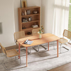HOMCOM Solid Wood Dining Table for 6 People, 59" Long Rustic Rectangular Kitchen Table with Large Tabletop for Dining Room, Natural