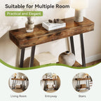 LITTLE TREE 41-Inch Console Table with Geometric Metal Frame, Rustic Brown, Entryway Tables, Storage Shelves, 2-Tier, Industrial, Hallway Sofa Table, Accent Table, Living Room