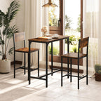 GIANTEX 3-Piece Bar Table and Chair Set with 2 Counter Height Bar Stools, Breakfast Nook Table Set for Small Space, Dinette, Pub, Kitchen, Apartment, Restaurant, Dining Table Set for 2 (Brown)
