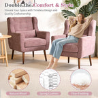 Modern Accent Chair, Upholstered Armchair with Pillow, Fabric Single Sofa Chair with Lounge Seat Solid Wood Legs Accent Chair for Living Room Bedroom Small Spaces (Purple)