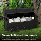 PatioZen 80 Gallon Outdoor Storage Bench Deck Box Waterproof Lockable,Outdoor Storage Furniture for Patio,Garden and Porch,Tools and Cushions（Black）