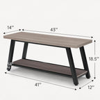 43" Wood Long Modern Farmhouse Entryway Bench, Wood Bedroom End of BedBench, Vintage Mid Century Rustic Style, Perfect for Mudroom, Storage, Living Room, Light Grey
