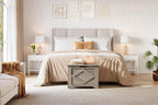 GAOMON Storage Chest, Storage Bench with Safety Hinge, Farmhouse Style Wooden Trunk for Entryway, Bedroom, Living Room, Washed Grey