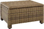 Crosley Furniture Bradenton Wicker Outdoor Ottoman Foot Rest for Patio, Deck, Porch, Brown with Navy Cushions