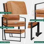 ALISH Accent Chairs, Upholstered Armchair Modern Living Room Chairs Linen Arm Chair Side Sofa Chairs Reading Chairs with Metal Legs for Bedroom, Living Room Brown