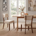 UVV Wooden Dining Chairs Set of 2, Mid Century Tufted Upholstered Kitchen Chairs Dining Room Chairs, Velvet Farmhouse Dinner Chair for Kitchen Dining Room, Beige