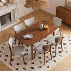 Wooden Dining Chairs Set of 6, Upholstered Kitchen & Dining Room Chairs with PU Leather Padded Seat & Back,Solid Wood Dining Chair Modern Farmhouse Style, Ergonomic Design