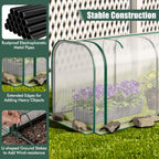 Happygrill Portable Mini Greenhouse, 47" x 22" x 24" Green House w/ Roll-up Zipper Door, Metal Frame, Waterproof Sun-Protective PE Cover, Small Greenhouses for Raised Garden Bed, Outdoor (White)