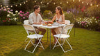 BTEXPERT 5 Piece Folding Card Table Portable and Chair Set, 34" Square Foldable Table 4 Adult Chairs for Board Games Party Home Indoor Outdoor Lightweight White Plastic