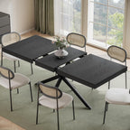 Extendable Dining Room Table for 4 6 8,55"-70" Kitchen Table Leaf,Black
