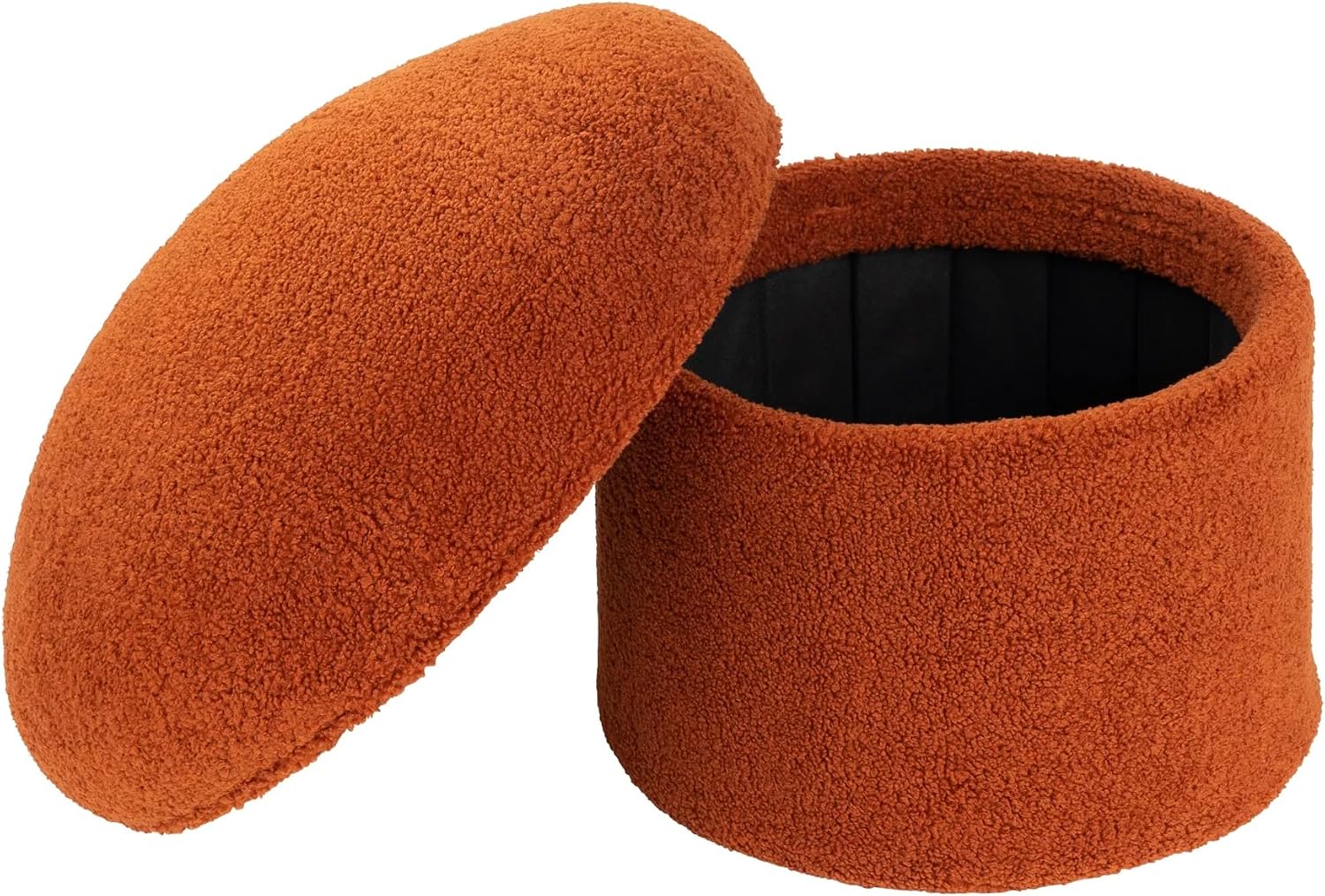 Foldable Mushroom-Shaped Storage Ottoman - Terracotta Color, Polyester Material, Multi-Functional Storage Seat