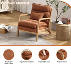 INZOY Mid Century Modern Accent Chair with Wood Frame, Upholstered Reading Armchair with Waist Cushion, Double Padded Accent Chair, Side Chair for Living Room Bedroom Office, Easy Assembly, Brown