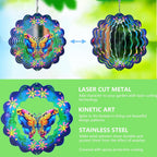 Metal Wind Spinners 3D Hanging Butterfly Wind Spinner 10Inch Metal Wind Spinners for Outdoor&Indoor Decor, Yard Art, Garden Decoration, Blue