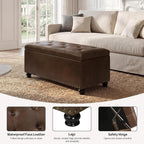 Asense Storage Ottoman Bench, Faux Leather Ottoman with Storage for Living Room Bedroom, Multi-Functional Storage Chest Foot Rest, Upholstered Bench for End of Bed, Entryway, 35.4" W