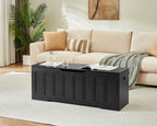 VANKILEY 51.2" Storage Chest Extra Large,Wooden Storage Bench,Black | Chest with 2 Safety Hinges, 51.2*15.7*19.1inches, Wooden Trunk for Bedroom, Livingroom,Entryway,Easy Assembly.