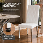 White Dining Chairs Set of 4,Faux Leather with Chrome Plate Metal Legs,Armless Kitchen Room Chairs Set of 4,Max Load 300 Lbs,High Back Modern Design for Home Kitchen Living Room Bedroom