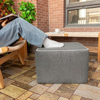 Outdoor Square Ottoman,Pouf Foot Rest for Patio Waterproof,Gray,20x20x14In | Patio Ottoman Footrest with High-Density Foam Filler Perfect as Waterproof Footstool,Extra Seating for Deck Garden Poolside