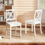 GOFLAME Dining Chairs Set of 4, Kitchen Chairs with Rubber Wood Legs & Cross Back, Farmhouse Armless Dinette Chairs for Dining Room, Living Room, Restaurant, 400 LBS Load Capacity, White