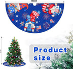 15 Inch Mini Summer Tree Skirt 4th of July Patriotics Tree Skirt Double Sided Print Mat Independence Day Holiday Party Supplies Home Tabletop Christmas Tree Decoration