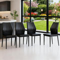 Modern Dining Chairs Set of 4，Black Dining Room Chairs Set, Comfy Kitchen Faux Leather Upholstered Chairs with Mental Legs， Easy Assembly