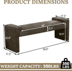 WUTUTUEE 58.7" End of Bed Bench Upholstered Modern Bedroom Bench for Living Room & Entryway, Easy Assembly, Footrest Ottoman Accent Window Bench with Solid Wood Frame & Curved Arm, Brown